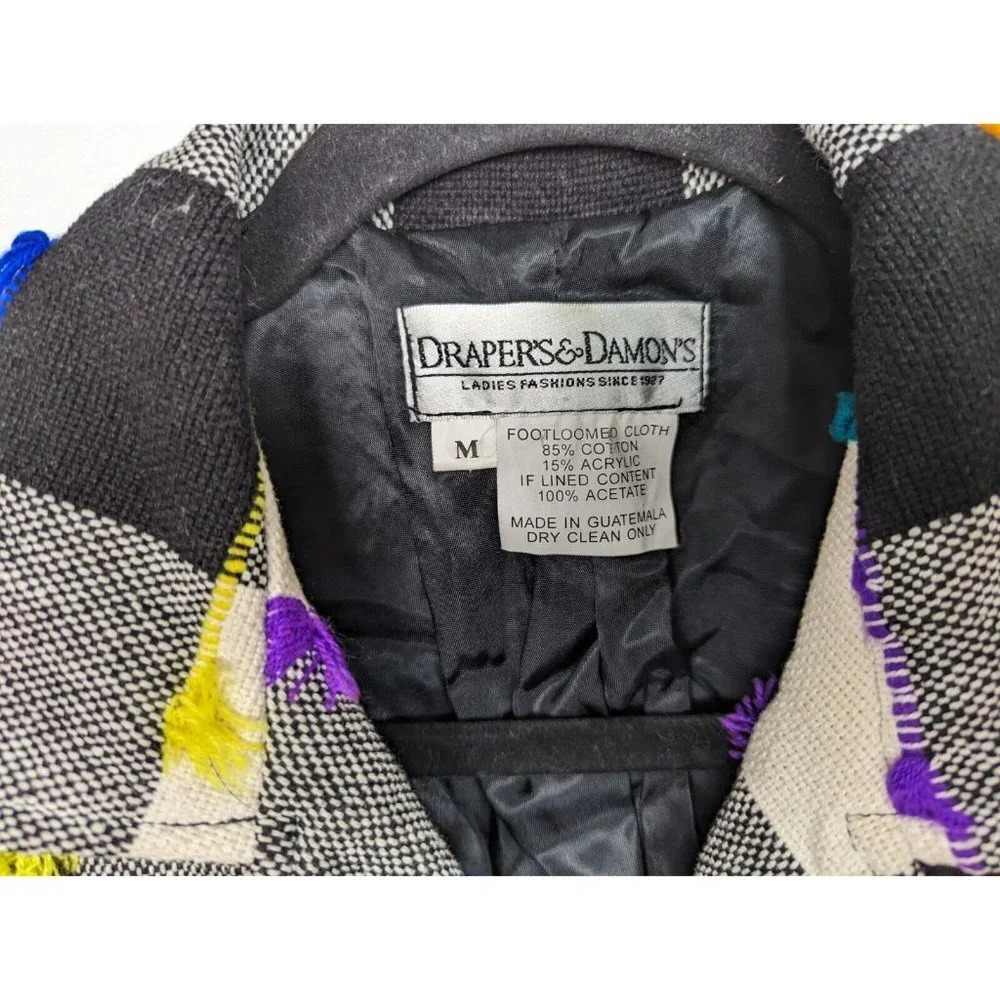 VTG 90s Drapers and Damons M Gingham Checkered Colorful Jacket Coat Button Up - Picture 12 of 13